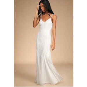 Lulus Just the Beginning (Bridal) White Mermaid Maxi, #1679496, Sz M, $193